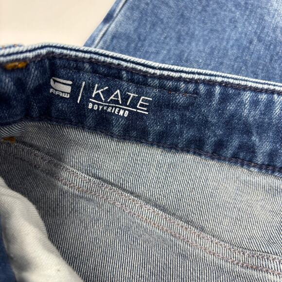 G-Star Raw Womens 35x28 Kate Boyfriend Distressed 5 Pocket Blue Jeans (READ) - Picture 3 of 7